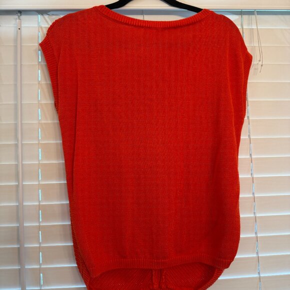 Womens Orange Cap Sleeve V-Neck Oversized Sweater (Size: S) - Picture 3 of 3